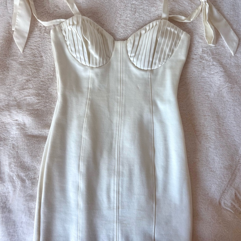 Size 2 - Topshop White Mini Dress w/ Tie Sleeves